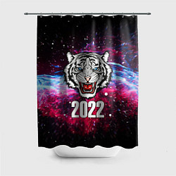 Шторка для душа ЧЁРНЫЙ ТИГР НОВЫЙ ГОД 2022 GRAY TIGER NEW YEAR, цвет: 3D-принт