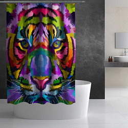 Шторка для душа Морда тигра крупным планом, цвет: 3D-принт — фото 2