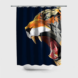 Шторка для душа Пасть тигра в мозаике, цвет: 3D-принт