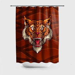 Шторка для душа Тигр Evil, цвет: 3D-принт