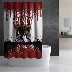 Шторка для душа BLOOD BLACK AND WHITE BENDY AND THE INK MACHINE, цвет: 3D-принт — фото 2