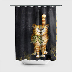 Шторка для душа Полосатый кот на асфальте, цвет: 3D-принт
