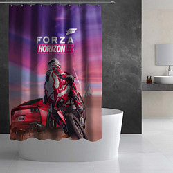 Шторка для душа Forza Horizon 5 - sports car and bike, цвет: 3D-принт — фото 2
