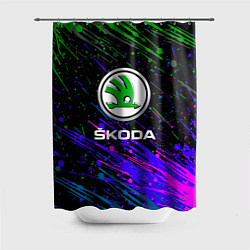 Шторка для душа Skoda разноцветные брызги, цвет: 3D-принт