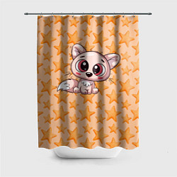 Шторка для душа Маленький милый лисенок, цвет: 3D-принт