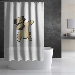 Шторка для душа Дэббинг дог мопс, Dabbing dog, цвет: 3D-принт — фото 2