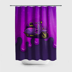 Шторка для душа Фиолетовый мопед, цвет: 3D-принт