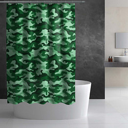 Шторка для душа Зеленый монохромный камуфляж, цвет: 3D-принт — фото 2