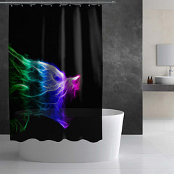 Шторка для душа Wolf Grin Волк Оскал Неон Neon, цвет: 3D-принт — фото 2