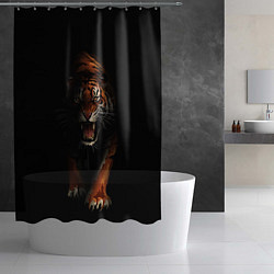 Шторка для душа Тигр на черном фоне, цвет: 3D-принт — фото 2