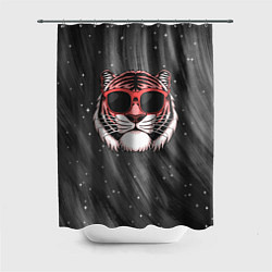 Шторка для душа Модный тигр в очках, цвет: 3D-принт