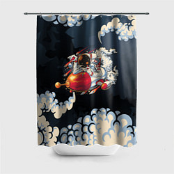 Шторка для душа Космический корабль в облаках, цвет: 3D-принт