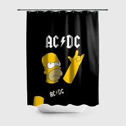 Шторка для душа AC DC ГОМЕР СИМПСОН SIMPSONS, цвет: 3D-принт