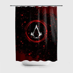 Шторка для душа Символ Assassins Creed и краска вокруг на темном ф, цвет: 3D-принт