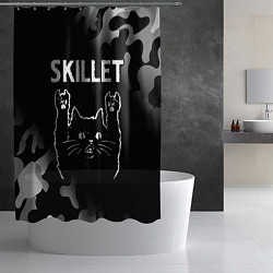 Шторка для душа Группа Skillet и Рок Кот, цвет: 3D-принт — фото 2