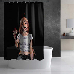 Шторка для душа ПАУЭР ИЗ ЧЕЛОВЕК БЕНЗОПИЛА CHAINSAW MAN, цвет: 3D-принт — фото 2