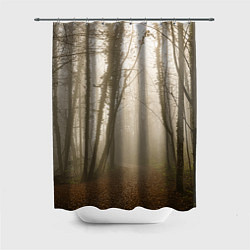 Шторка для душа Туманный лес на восходе, цвет: 3D-принт