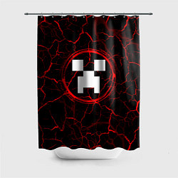 Шторка для душа Символ Minecraft и краска вокруг на темном фоне, цвет: 3D-принт