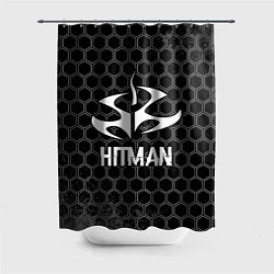 Шторка для душа Hitman Glitch на темном фоне, цвет: 3D-принт