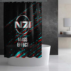 Шторка для душа Mass Effect в стиле Glitch Баги Графики на темном, цвет: 3D-принт — фото 2