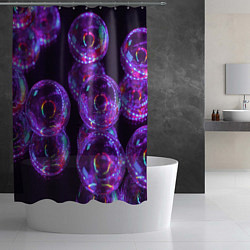 Шторка для душа Неоновые сюрреалистичные пузыри - Фиолетовый, цвет: 3D-принт — фото 2