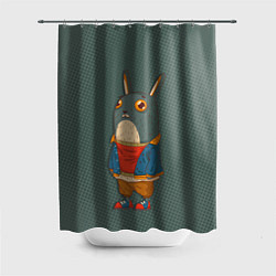 Шторка для душа Задумчивый кролик, цвет: 3D-принт