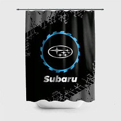 Шторка для душа Subaru в стиле Top Gear со следами шин на фоне, цвет: 3D-принт