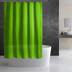 Шторка для душа Зеленые узоры из линий, цвет: 3D-принт — фото 2