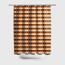 Шторка для душа Треугольники на оранжевом фоне, цвет: 3D-принт