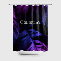 Шторка для душа Coldplay neon monstera, цвет: 3D-принт