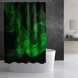 Шторка для душа Зелёный абстрактный дым, цвет: 3D-принт — фото 2