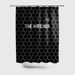Шторка для душа The Witcher glitch на темном фоне: символ сверху, цвет: 3D-принт