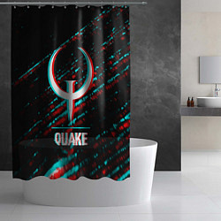 Шторка для душа Quake в стиле glitch и баги графики на темном фоне, цвет: 3D-принт — фото 2