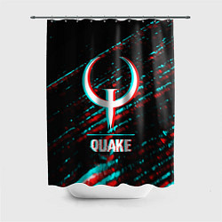 Шторка для душа Quake в стиле glitch и баги графики на темном фоне, цвет: 3D-принт