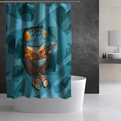 Шторка для душа Бизнес-ланч лягухи, цвет: 3D-принт — фото 2