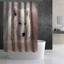 Шторка для душа Белый зимний волк, цвет: 3D-принт — фото 2