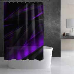 Шторка для душа Черно-фиолетовая геометрическая абстракция, цвет: 3D-принт — фото 2