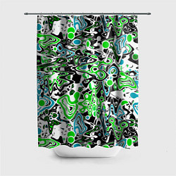 Шторка для душа Зелено-голубой абстрактный узор, цвет: 3D-принт