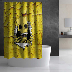Шторка для душа Скелет Барта Симпсона разрывает штукатурку стены, цвет: 3D-принт — фото 2