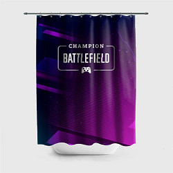 Шторка для душа Battlefield gaming champion: рамка с лого и джойст, цвет: 3D-принт