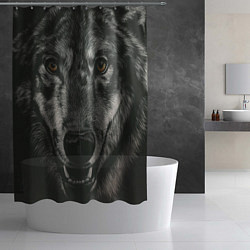 Шторка для душа Крупная морда серого волка, цвет: 3D-принт — фото 2