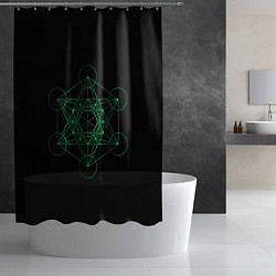 Шторка для душа Куб Метатрона на чёрном фоне, цвет: 3D-принт — фото 2