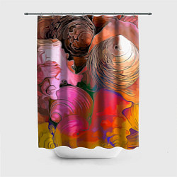 Шторка для душа Стилизованная композиция из океанских ракушек, цвет: 3D-принт