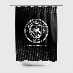 Шторка для душа Manchester City с потертостями на темном фоне, цвет: 3D-принт
