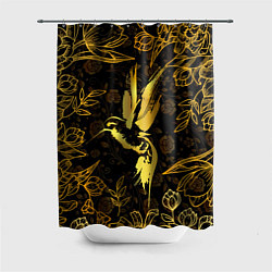 Шторка для душа Золотая колибри, цвет: 3D-принт
