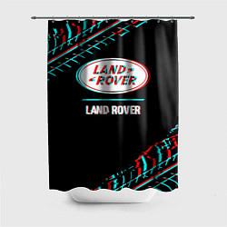 Шторка для душа Значок Land Rover в стиле glitch на темном фоне, цвет: 3D-принт