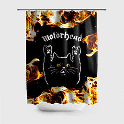 Шторка для душа Motorhead рок кот и огонь, цвет: 3D-принт