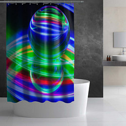 Шторка для душа Волнообразные абстрактные линии и шары, цвет: 3D-принт — фото 2