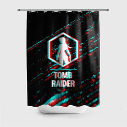 Шторка для душа Tomb Raider в стиле glitch и баги графики на темно, цвет: 3D-принт
