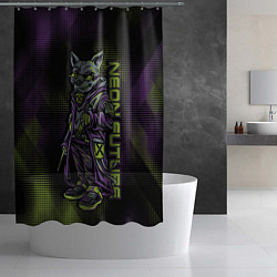 Шторка для душа Неоновый волк на стиле, цвет: 3D-принт — фото 2
